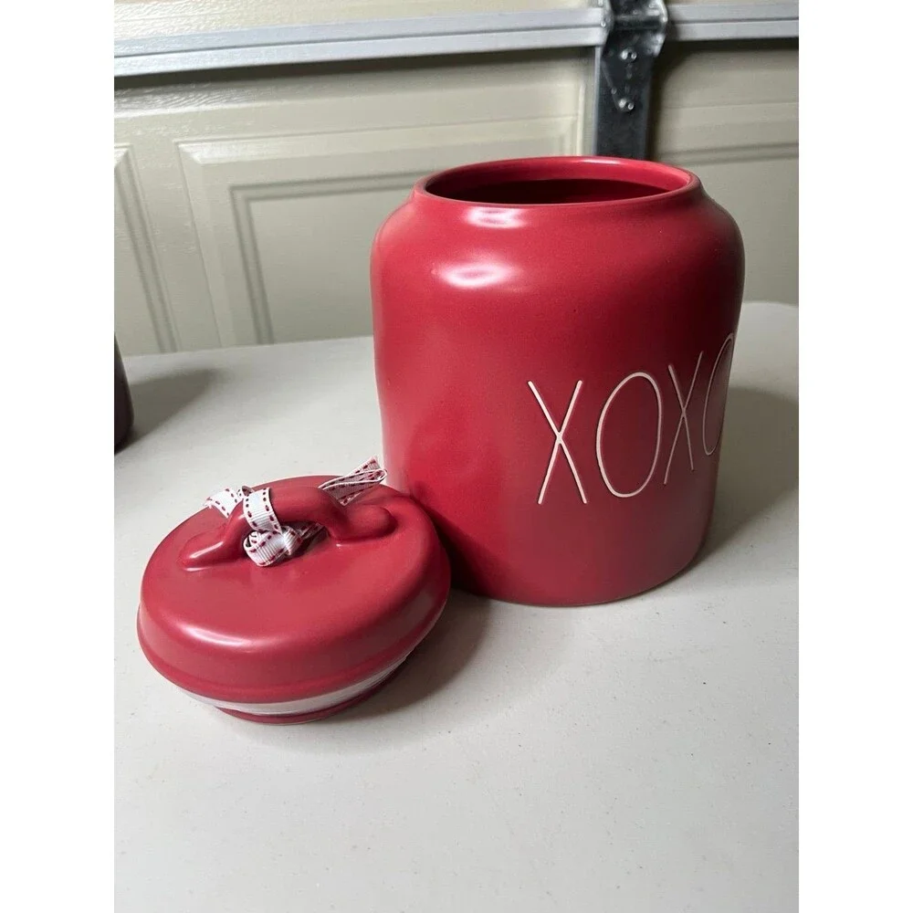 Rae Dunn “XOXO” Red Cookie Jar Canister Large Chubby Brand New